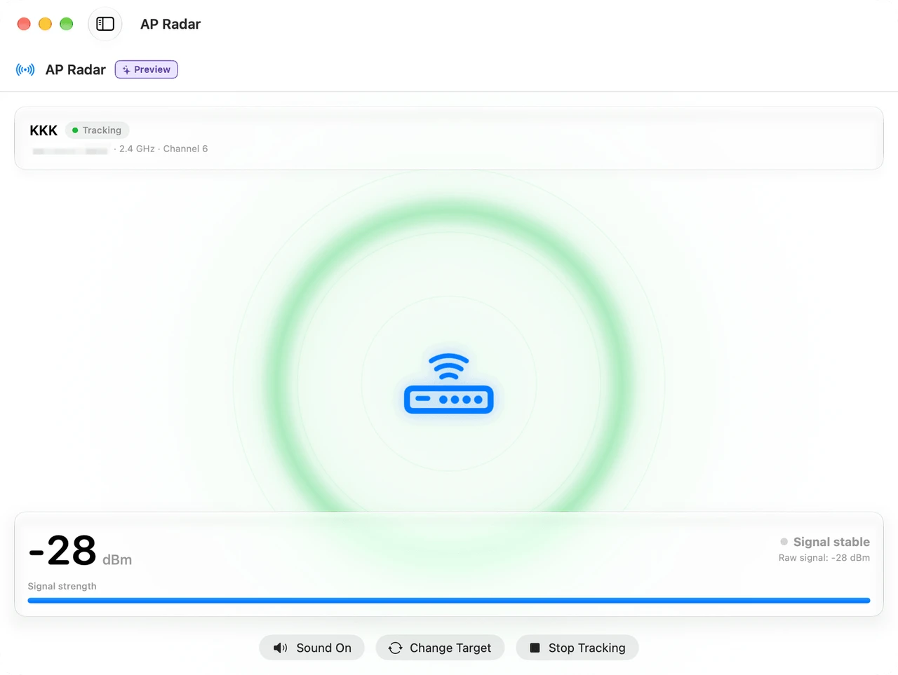 移動中にアクセスポイントの信号を追跡する AP Radar